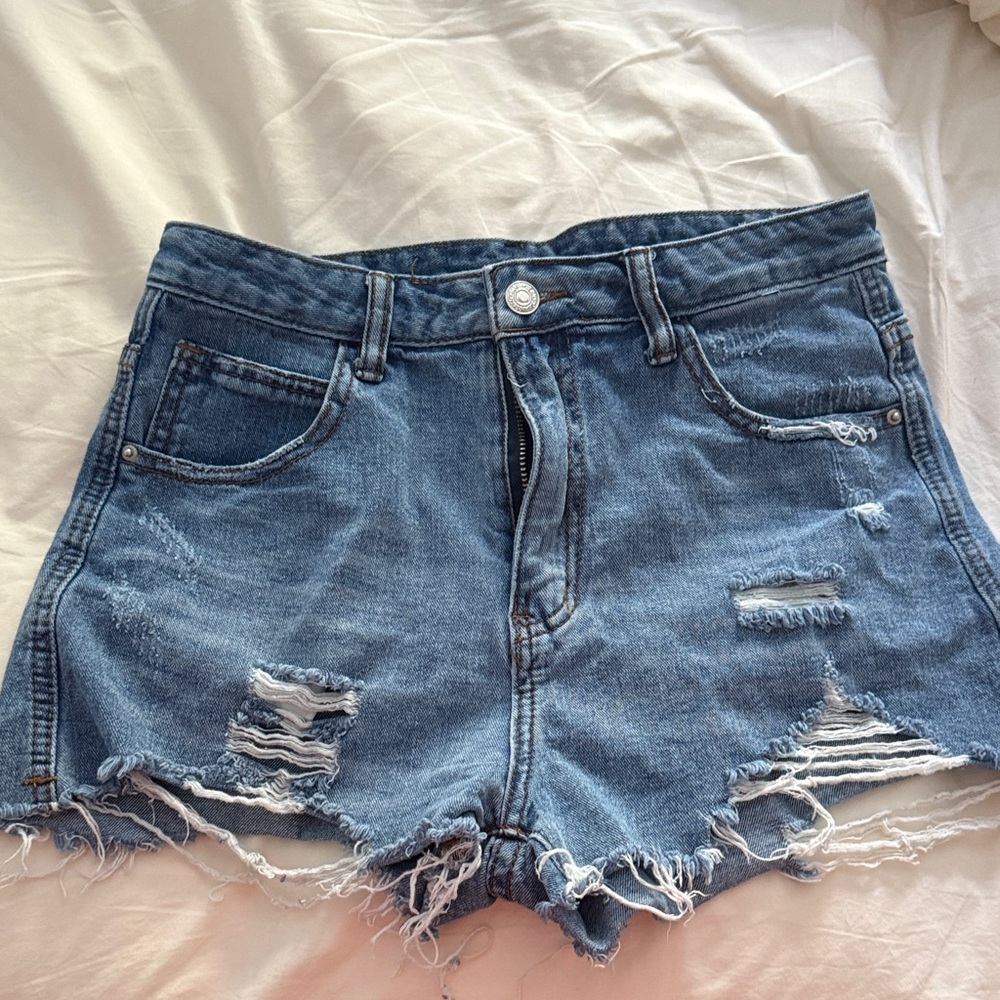 SHEIN Blue Distressed Jean Shorts